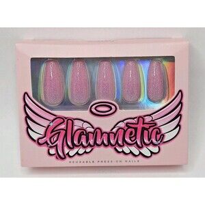 Glamnetic Reusable Press-On Nails Juicy Long Coffin Pink 30 Nail Kit New